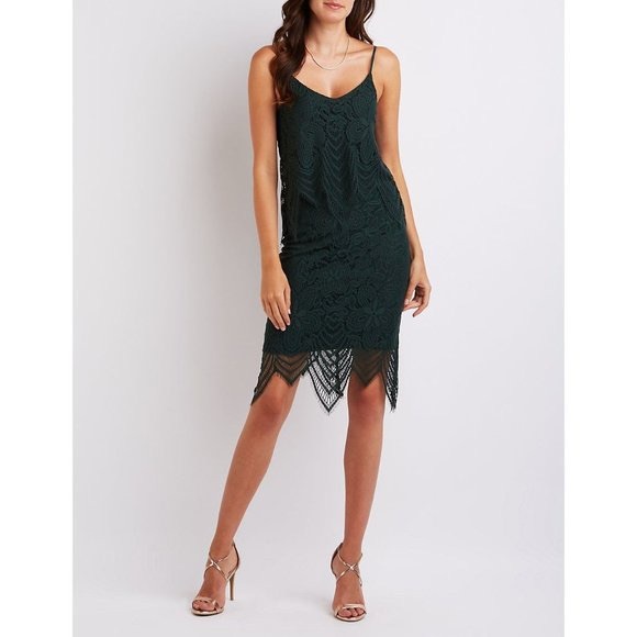 charlotte russe green lace dress Charlotte Russe Womens Bohemian Lace Crochet DRESS - Size LARGE -Olive Green NWT
